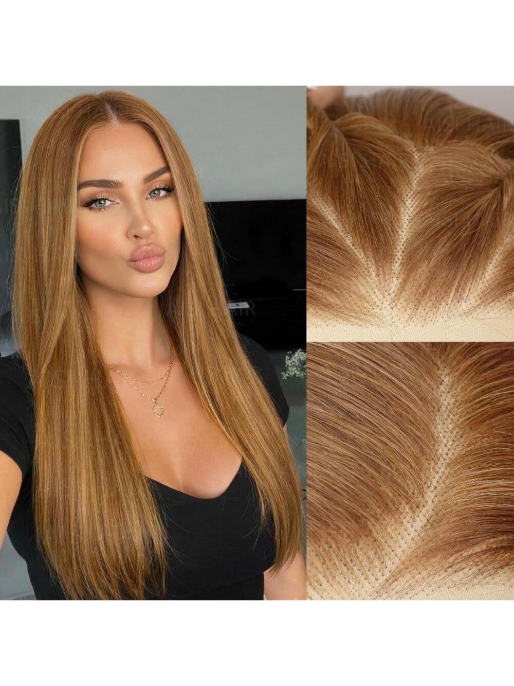 Women's Honey Blonde Glueless Synthetic Lace Front Pre-Plucked Hairline 28 Inch